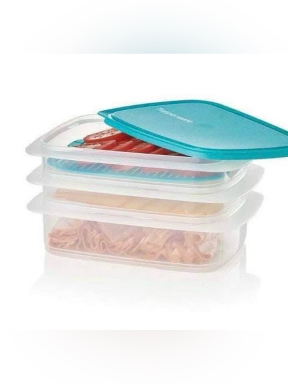 Tupperware Fridge Stackables Family Set Clear with Aqua Seals
